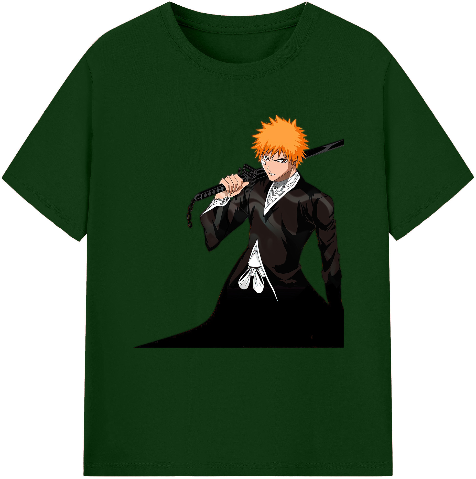 （画像用） ブリーチ 黒崎一護（くろさき いちご）BLEACH Kurosaki Ichigo 綿100％半袖Tシャツ（フロントプリント）